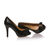 black quilting patent leather bow-tie peep toe pump