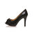 black quilting patent leather bow-tie peep toe pump