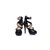 Black leather with leaves platform pump sandal