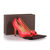 Red leather peep toe platform pump