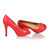 Red leather peep toe platform pump