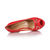 Red leather peep toe platform pump