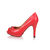 Red leather peep toe platform pump