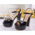 Black patent leather platform pump sandals