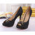 fabric peep toe platform pump