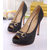 fabric peep toe platform pump