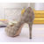 fabric peep toe platform pump