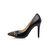 Black patent leather rivet point head pump