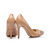 Beige patent leather rivet point head pump