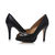 black leather peep toe platform pump