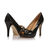 black patent leather peep toe platform pump