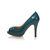 blue patent leather peep toe platform pump