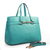 Light Blue Real Cowhide Leather Handle Bag