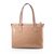 Beige soft patent leather zipper tote