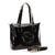 Black soft patent leather tote