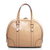 Embossed beige patent leather tote