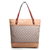 Beige leather trim fabric tote