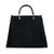 Black suede leather tassel bamboo shopper large tote