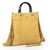 Yellow suede leather tassel bamboo shopper large tote