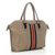 Beige Leather Top Zip Tote with Center Calf Hair Detail