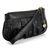 Black GG Embossed Leather Wristlet with Metal Heart Charm