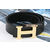 Gold Metal H Black&Black ostrich Belt