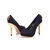 Dark blue suede leather lock pump