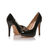 black patent leather platform pump