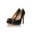 black patent leather peep toe platform pump