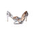 Silver lizard skin leather point head pump