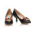 black leather pointed head pump