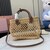 Woven fabric handbag with leather trim