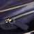 Dark blue with beige leather bow-tie handle bag