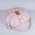 Pink Quilting Lamb Skin Leather Flap Lock Closure Handle Bag