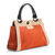 Orange Multi Color Suede Leather Large Turn  Lock Closure Handle Bag