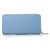 Light Blue Saffiano Leather Zipper Long Wallet