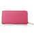 Fuschia Saffiano Leather Zipper Long Wallet