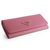 Dark Pink Saffiano Leather Button Flap Closure Wallet