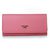 Pink Saffiano Leather Button Flap Closure Wallet