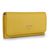 Yellow Saffiano Leather Button Flap Closure Wallet