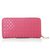 Fuschia Saffiano Leather Cutout Zipper Closure Wallet