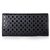 Black Saffiano Leather Cutout Button Flap Closure Wallet