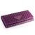 Purple Saffiano Leather Cutout Button Flap Closure Wallet