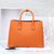 Orange saffiano leather double bag