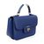 Blue Saffiano Leather Flap Handle Bag