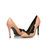 Beige patent leather bow-tie pointed head pump