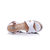 White patent leather cross tie wedge pump sandal