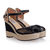 Black Lace Weave Jute Platform Wedge Pump Sandal