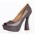 Gray Patent Leather Peep Toe Platform Pump