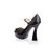 Black Patent Leather Peep Toe Platform Pump